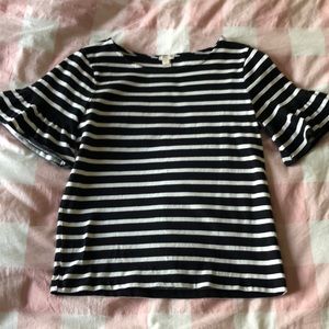 J Crew striped bell sleeve top S